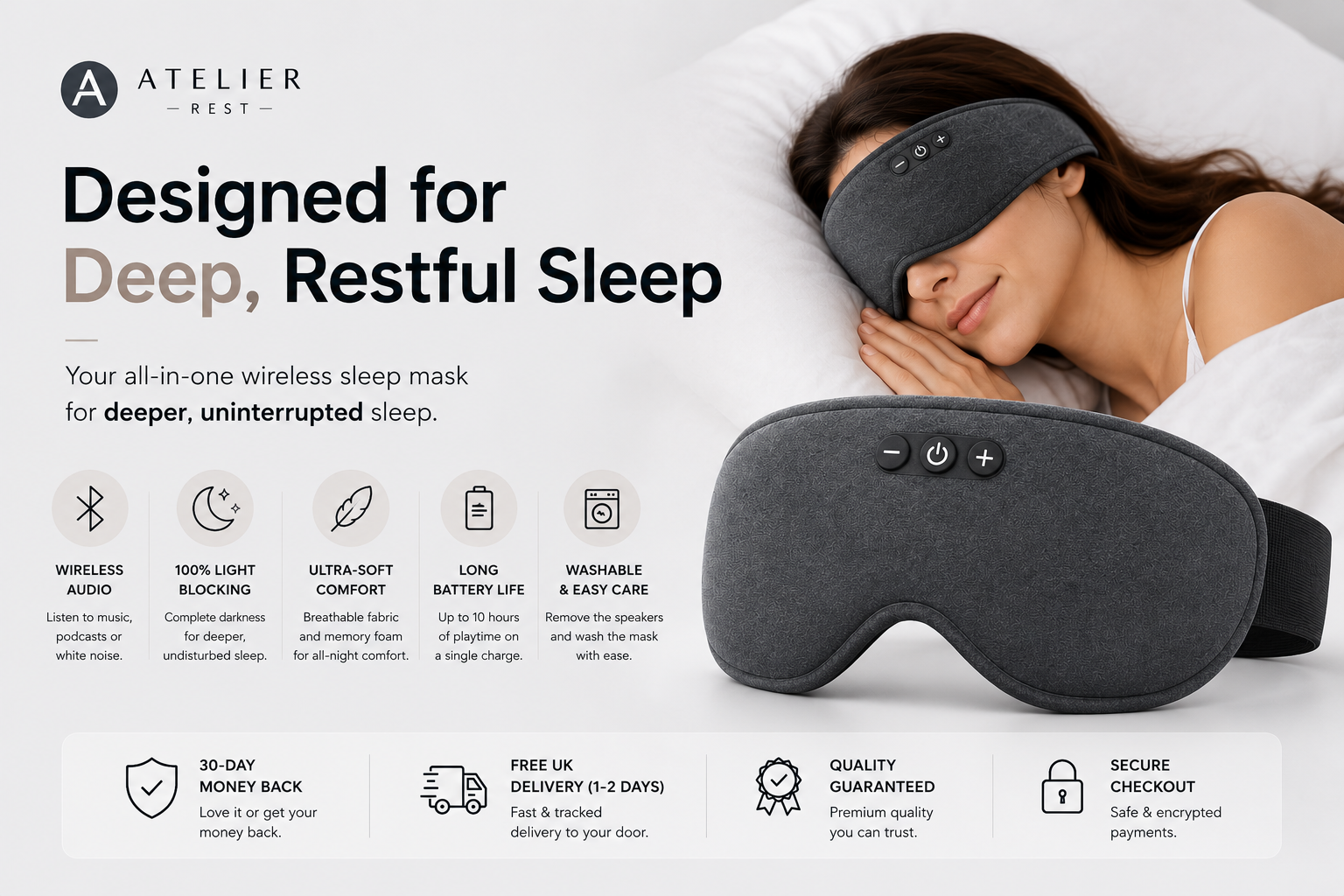 Atelier Rest™ Sleep Mask (With Wireless Audio)