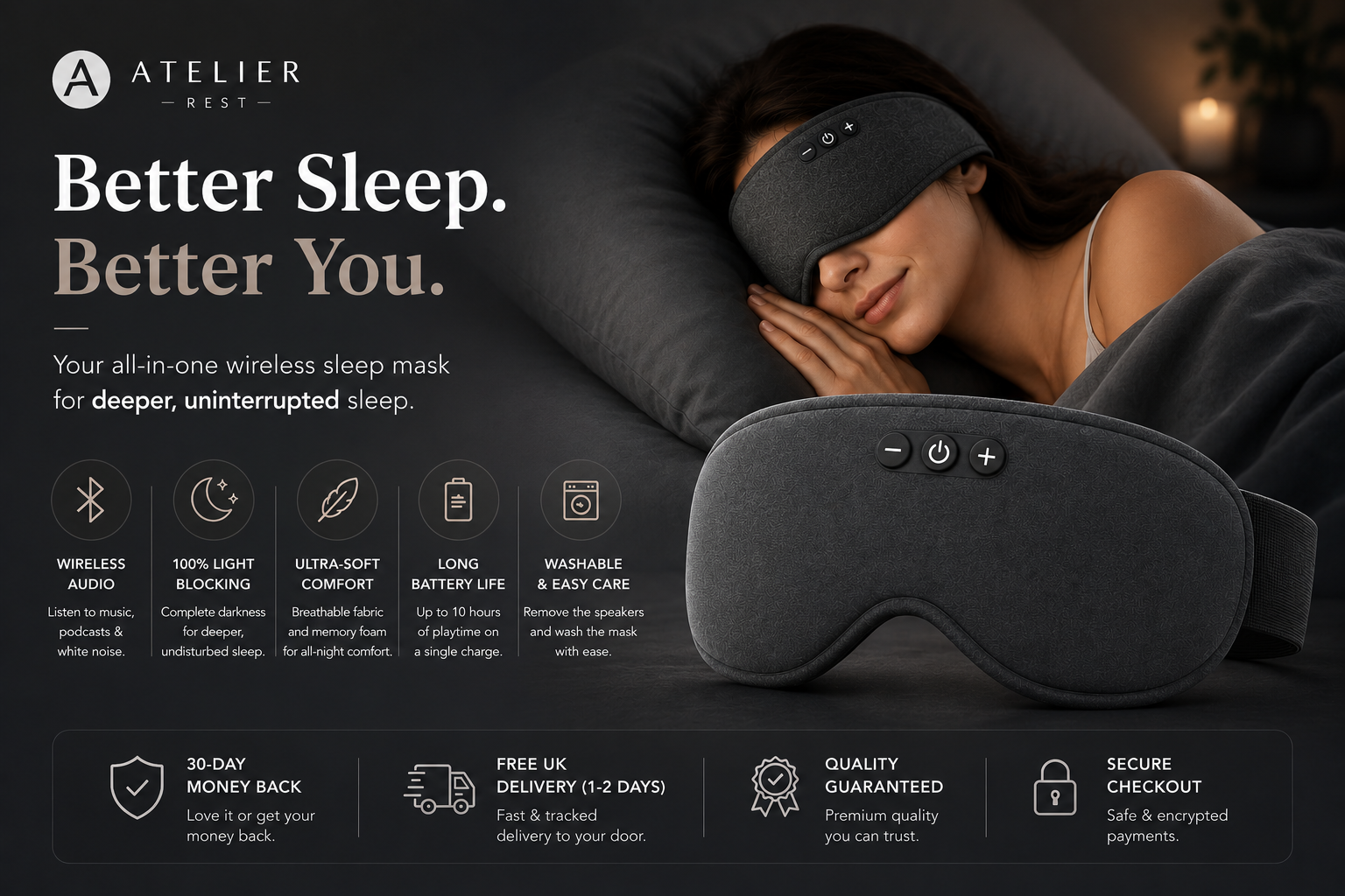 Atelier Rest™ Sleep Mask (With Wireless Audio)