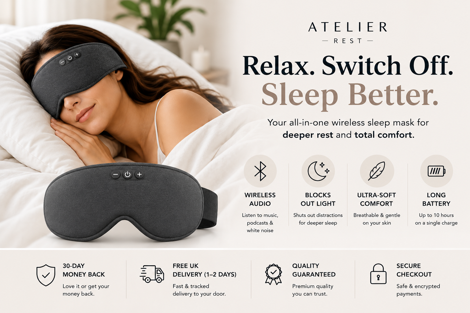 Atelier Rest™ Sleep Mask (With Wireless Audio)