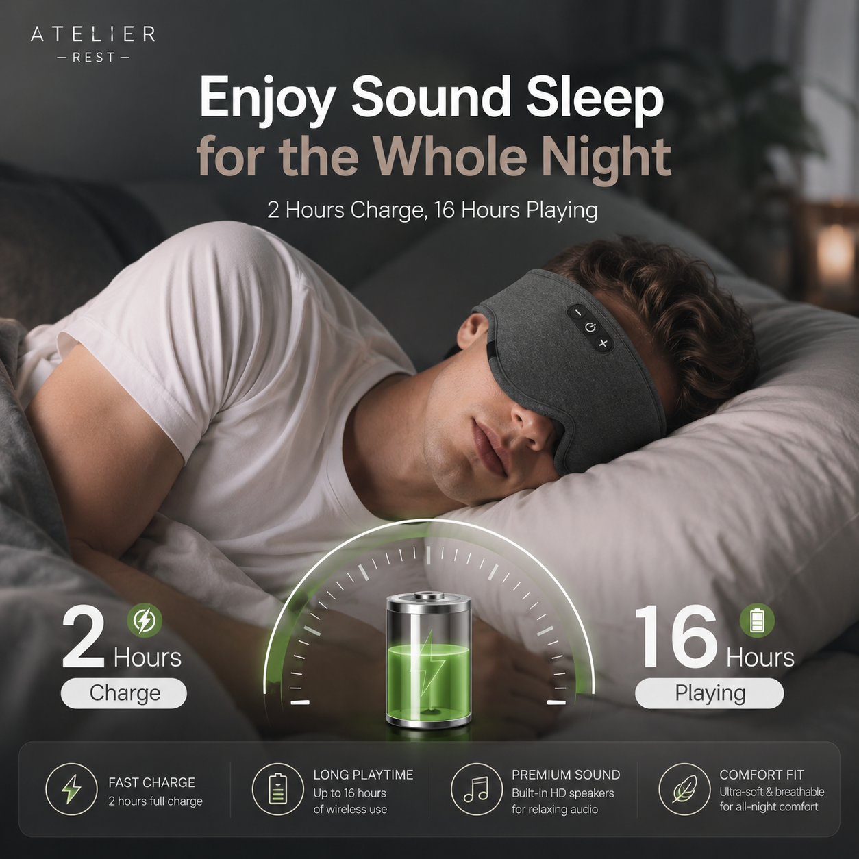 Atelier Rest™ Sleep Mask (With Wireless Audio)